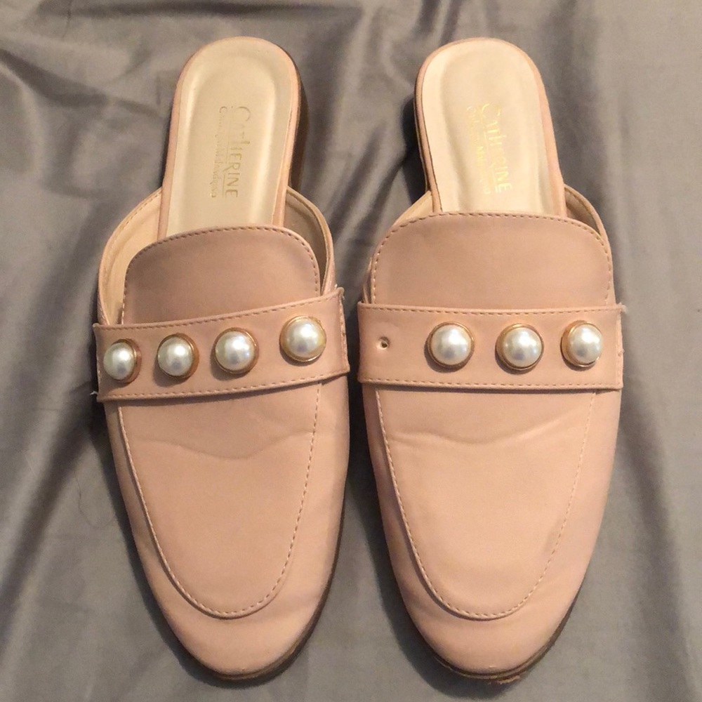 Pink Catherine Mule with pearl detailing